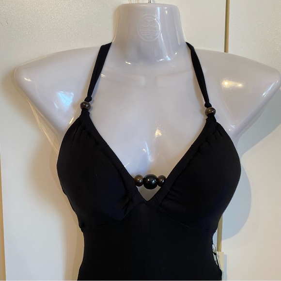 Guess Jeans Black Beaded Open Back Halter Maxi Dress NWT Size XS - Picture 6 of 16